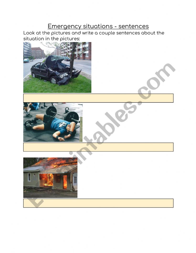 Emergencies worksheet