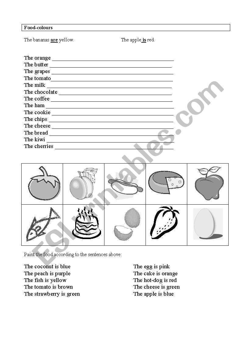 Exercises with food worksheet