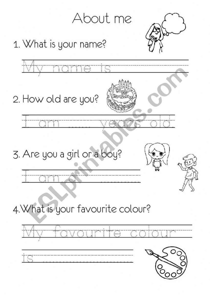 About me - basic questions worksheet