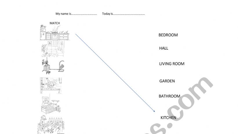 The rooms of the house worksheet