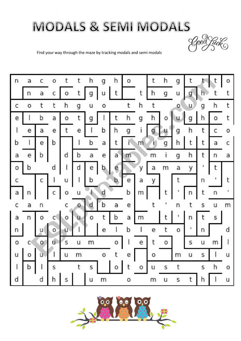 Modals - maze worksheet