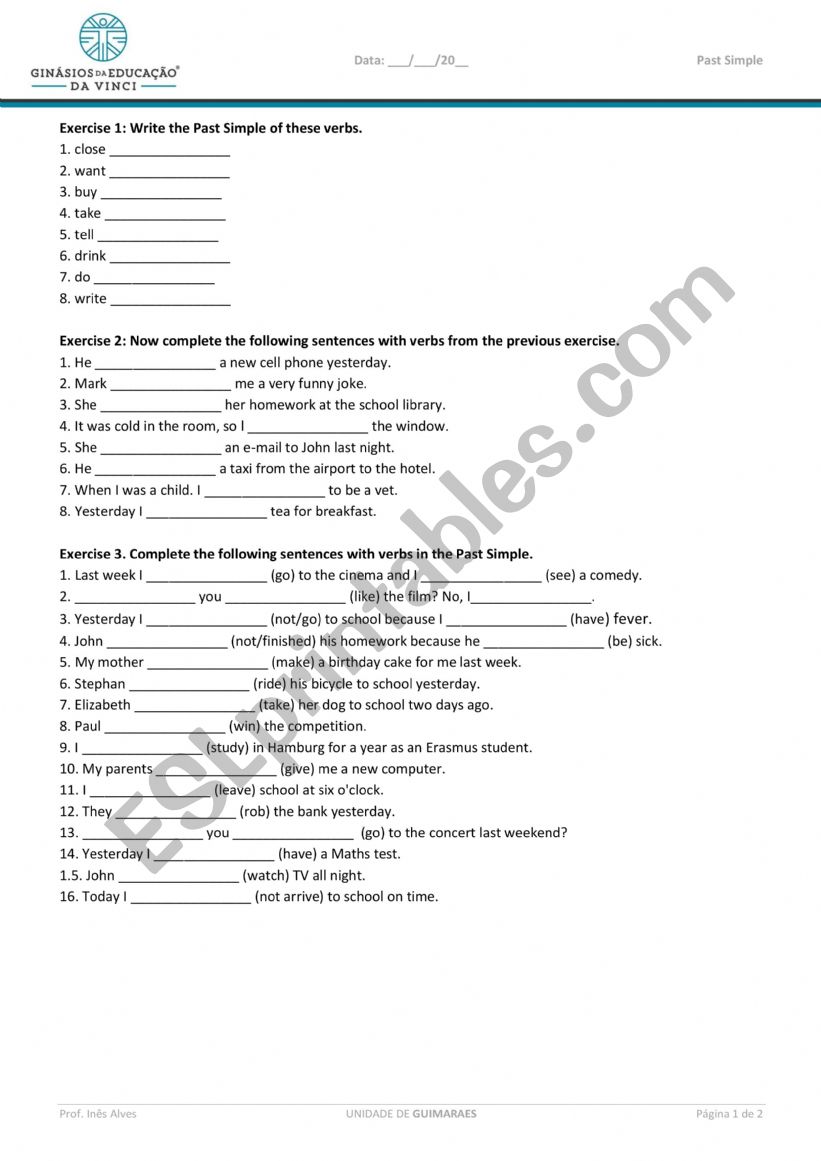 Past Simple worksheet