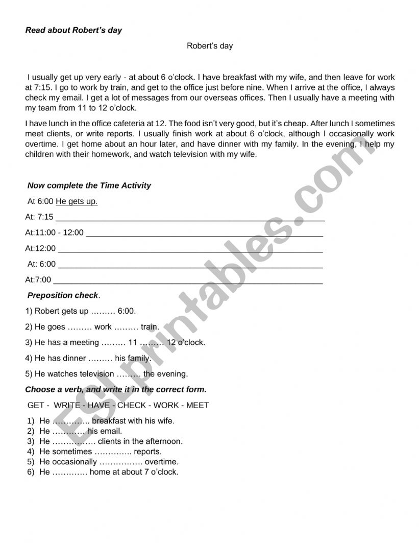 Routines worksheet