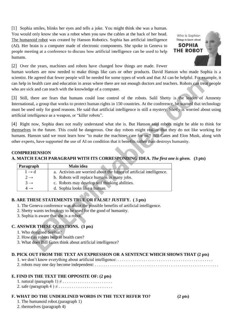 TEST worksheet