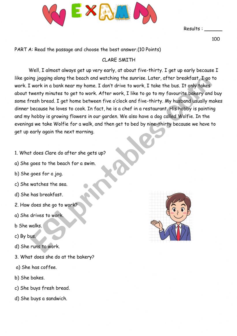 Exam  worksheet