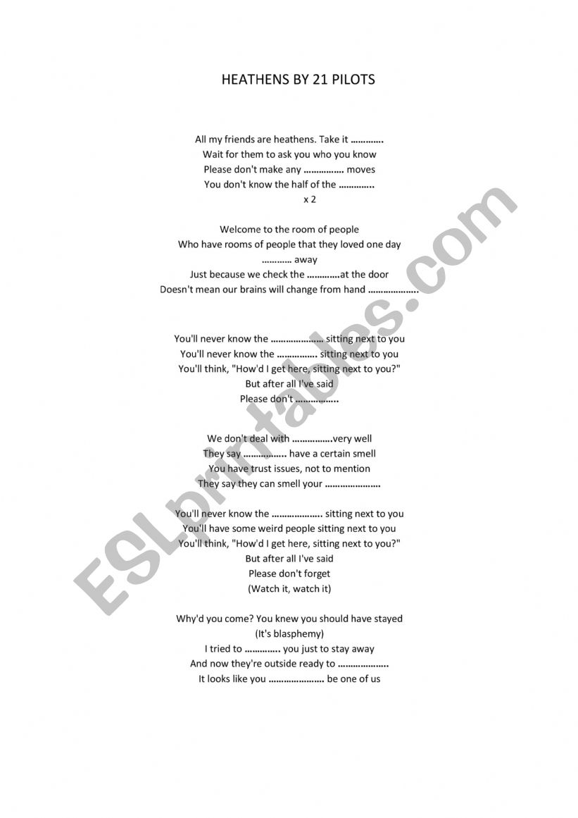 Heathens by 21 Pilots Listening Activity