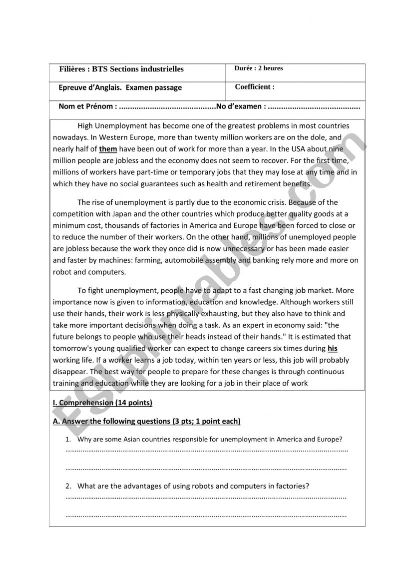 BUSINESS ENGLISH worksheet