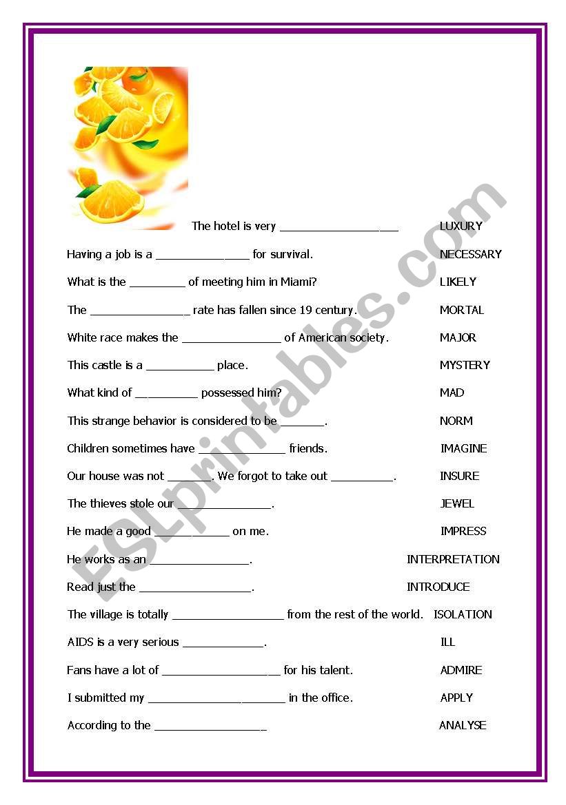 Word Formation worksheet