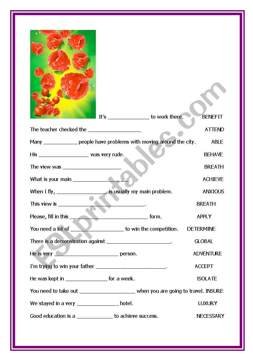 Word Formation worksheet