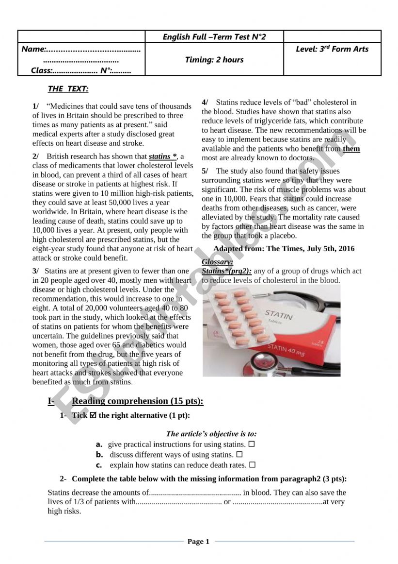 full term test 2  worksheet