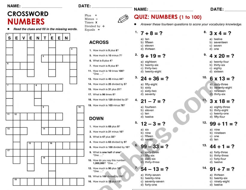 Numbers for kids worksheet