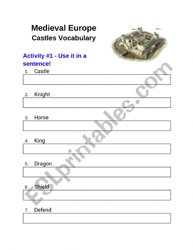 Castles Revision worksheet