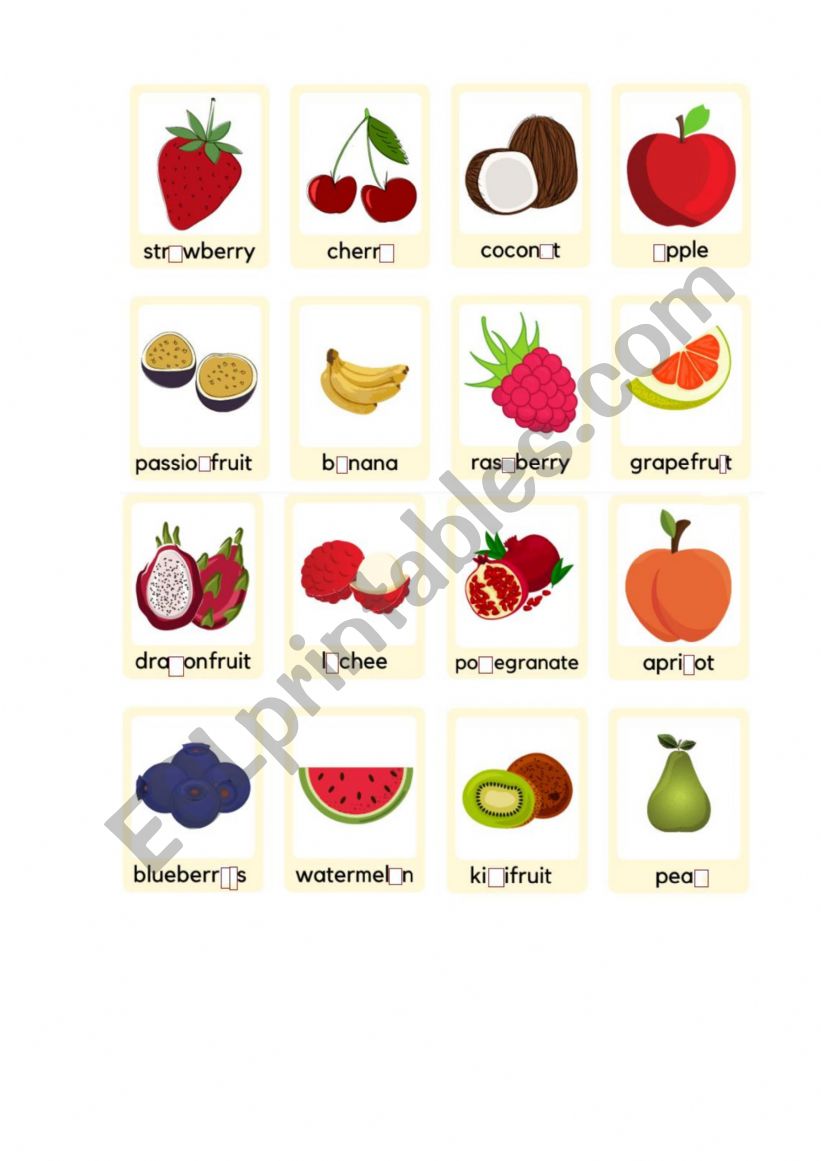 Fruit worksheet