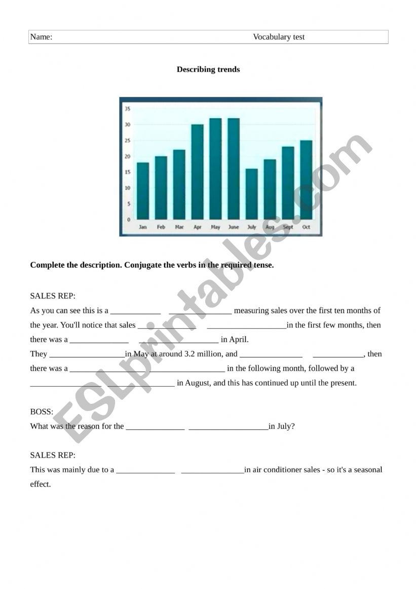 Describing Trends Vocabulary Test