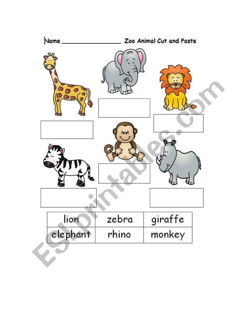 The Zoo Animals worksheet