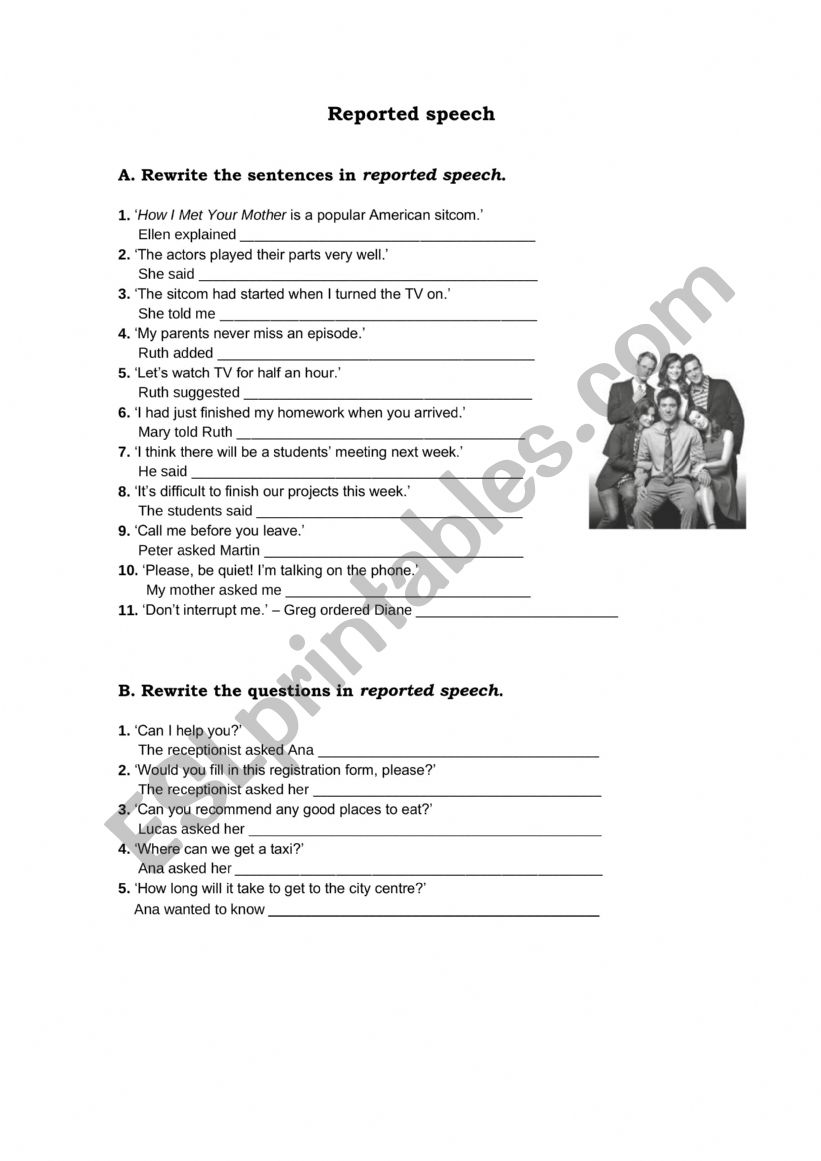 Reported Speech worksheet