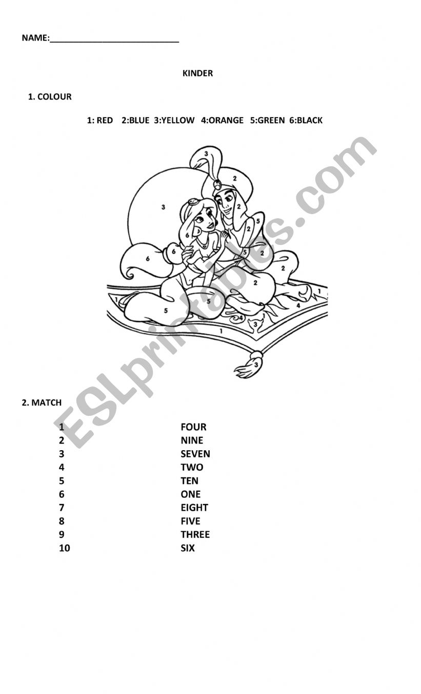 kinder exam worksheet