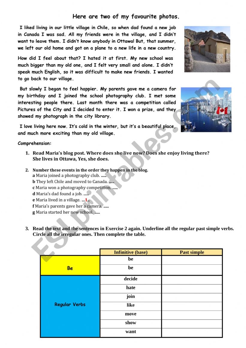 Simple past: Regular and irregular verbs (text based)