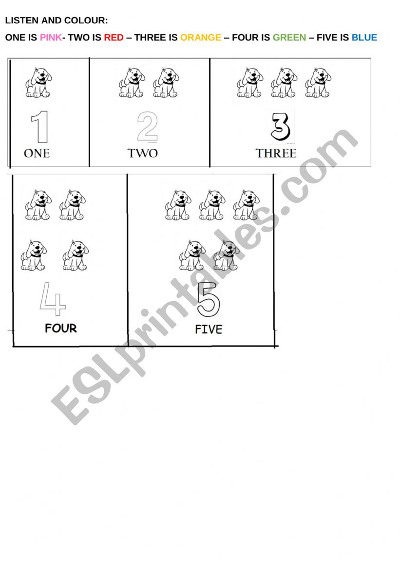 NUMBRES AND COLOURS worksheet