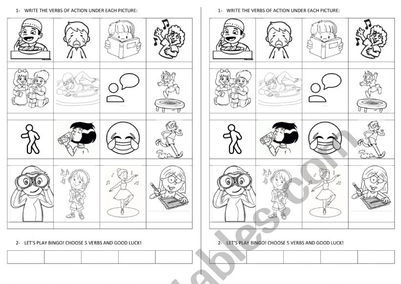 verbs of action worksheet