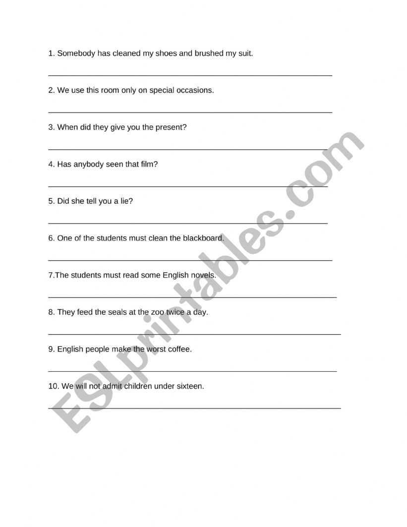 PASSIVE VOICE worksheet