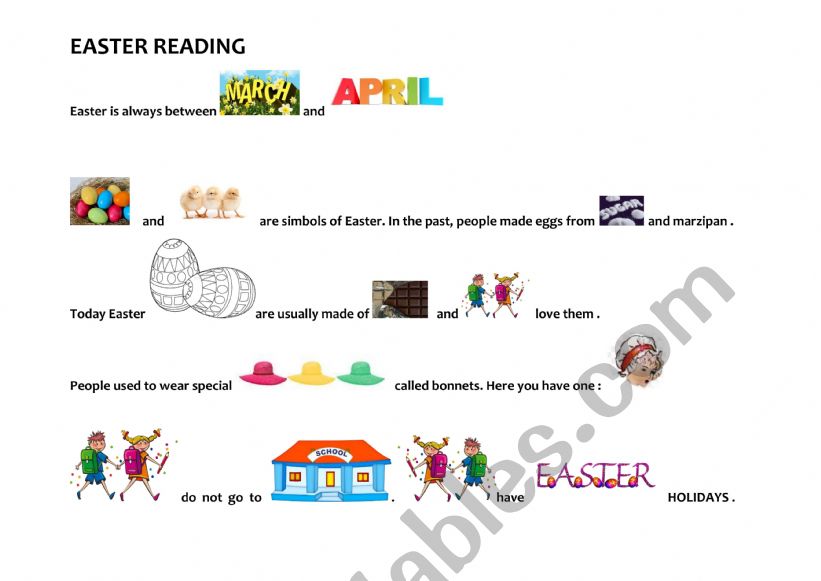 Easter picture reading worksheet