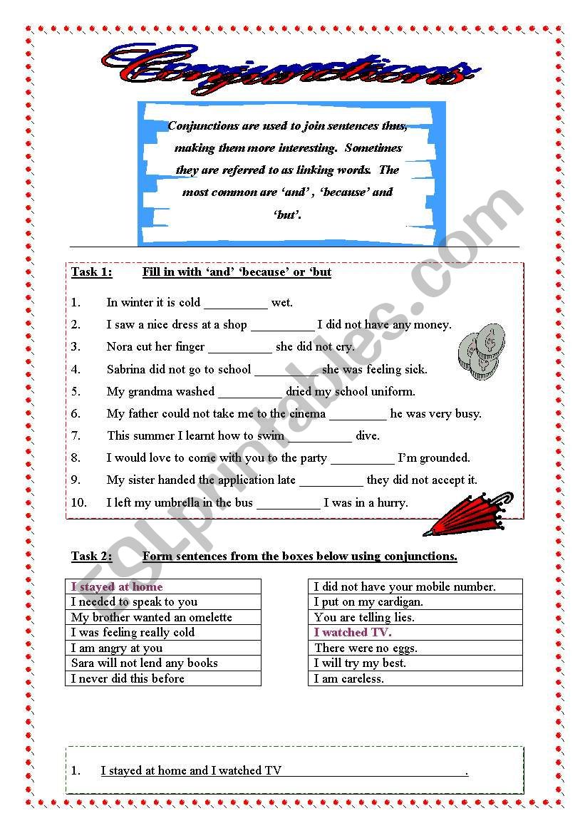 Conjunctions worksheet