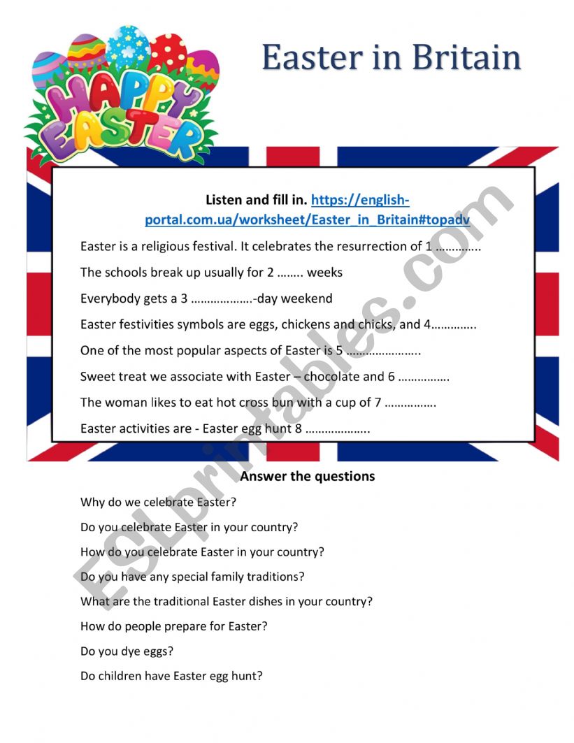 Easter in Britain worksheet