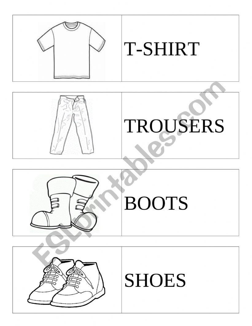 Clothes card worksheet
