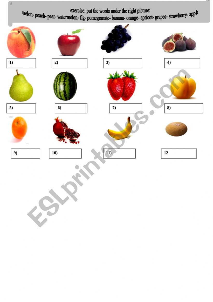 Fruits  worksheet