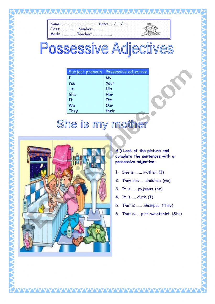 Possessive Adjectives worksheet