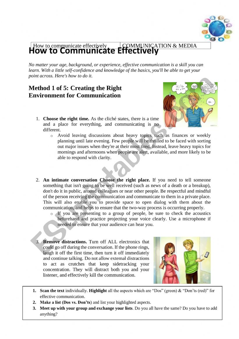 Reading Comprehension: How to communicate effectively