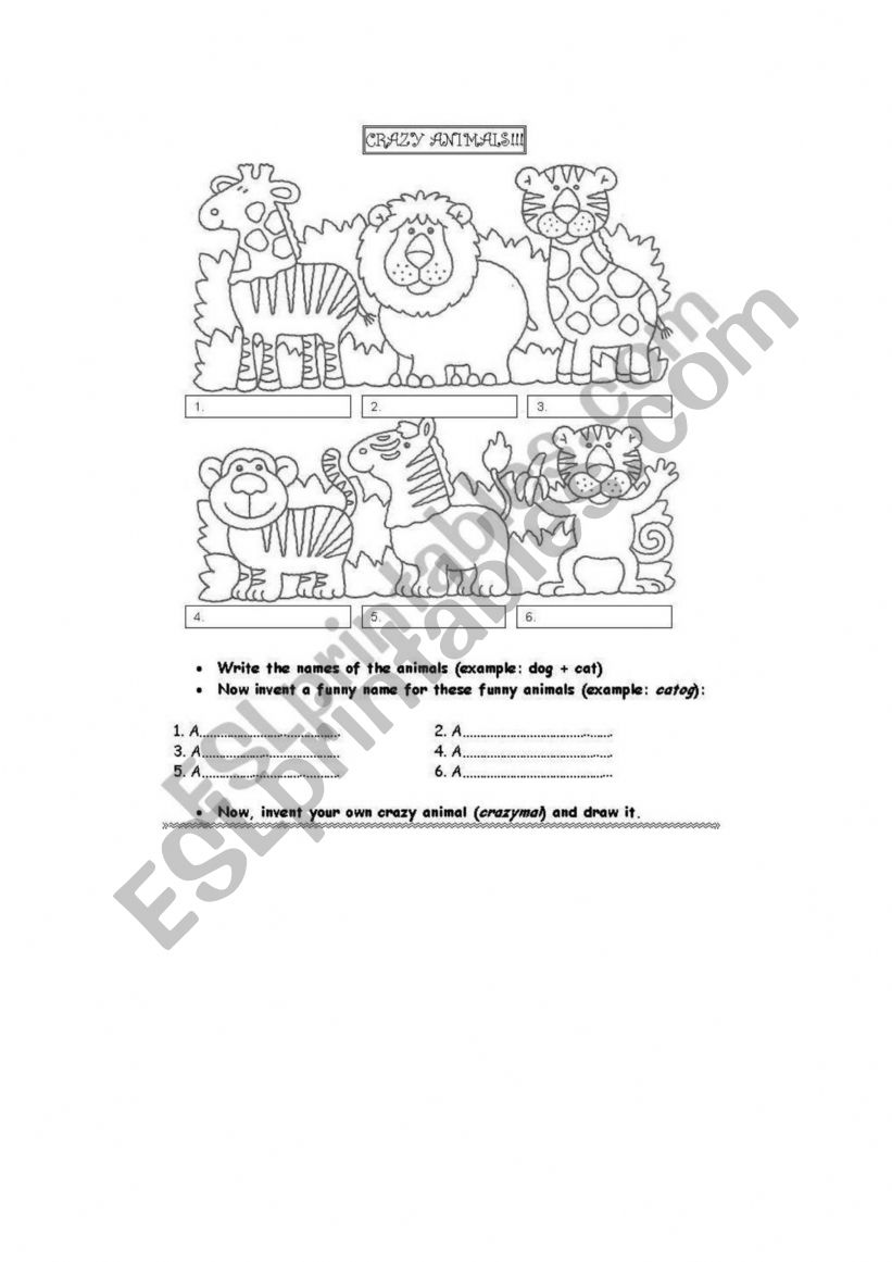 CRAZY WILD ANIMALS worksheet