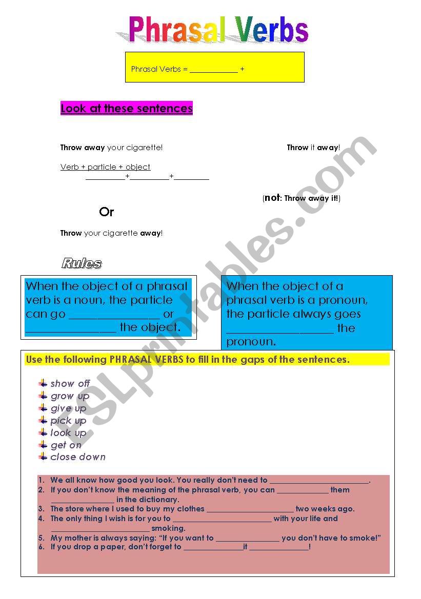 Phrasal Verbs worksheet