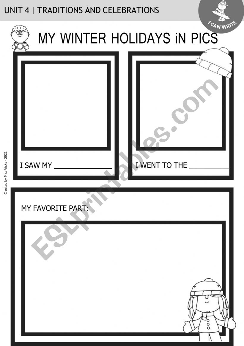 Winter holidays fun worksheet