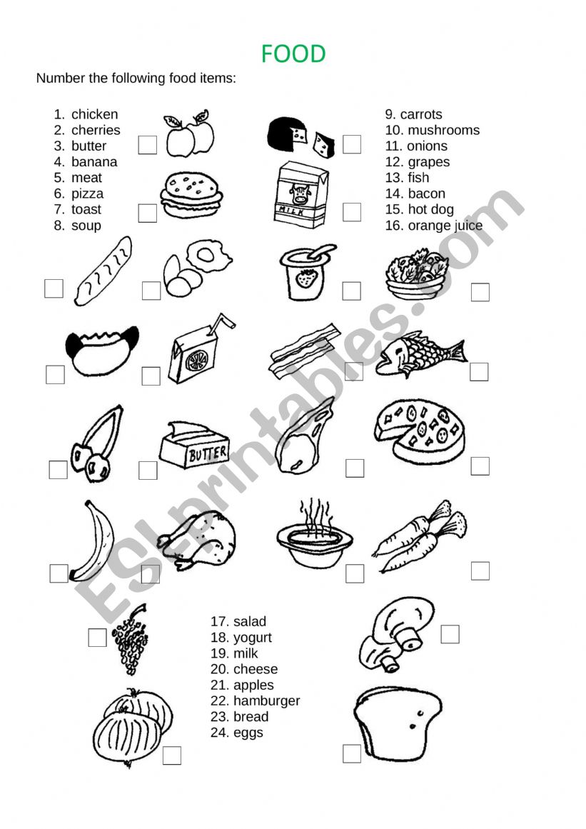 Food worksheet