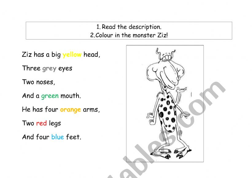 Body parts and colour- reading 