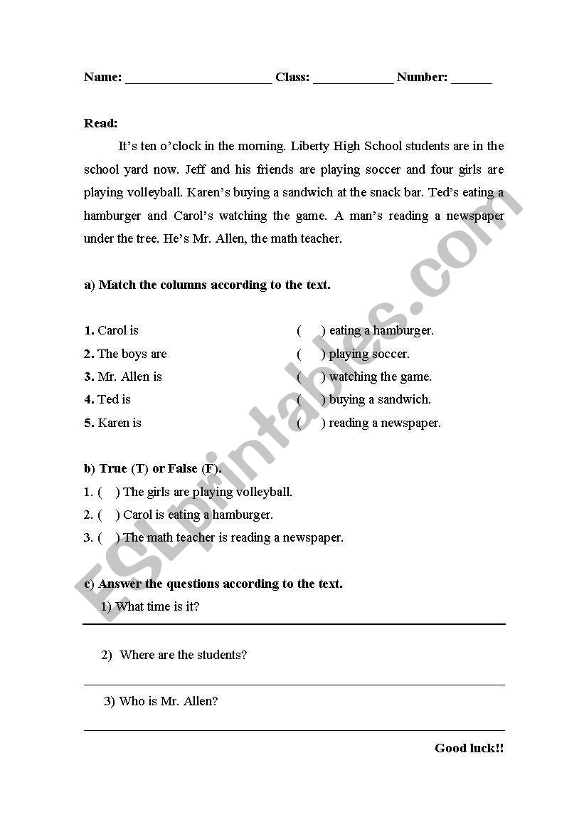 Text 6th worksheet