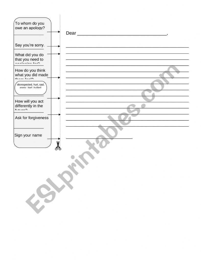 Upper El Apology letter template