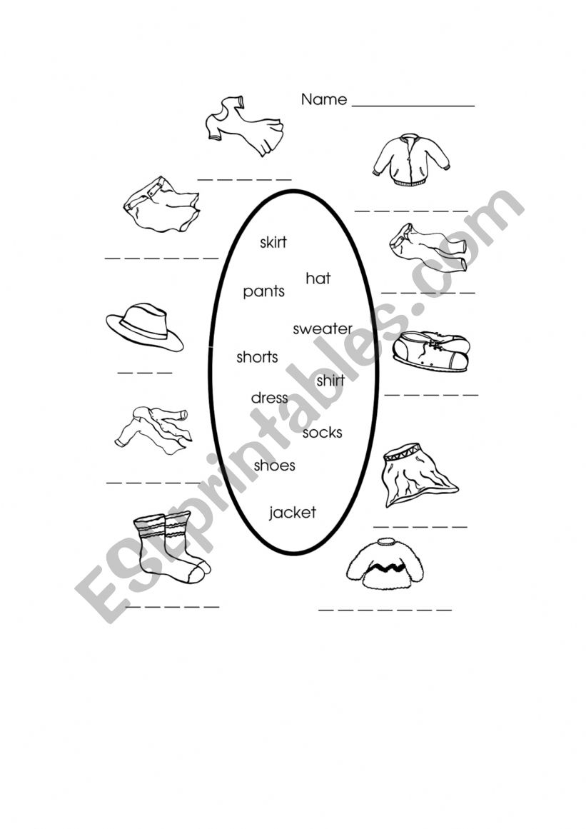 clothes worksheet