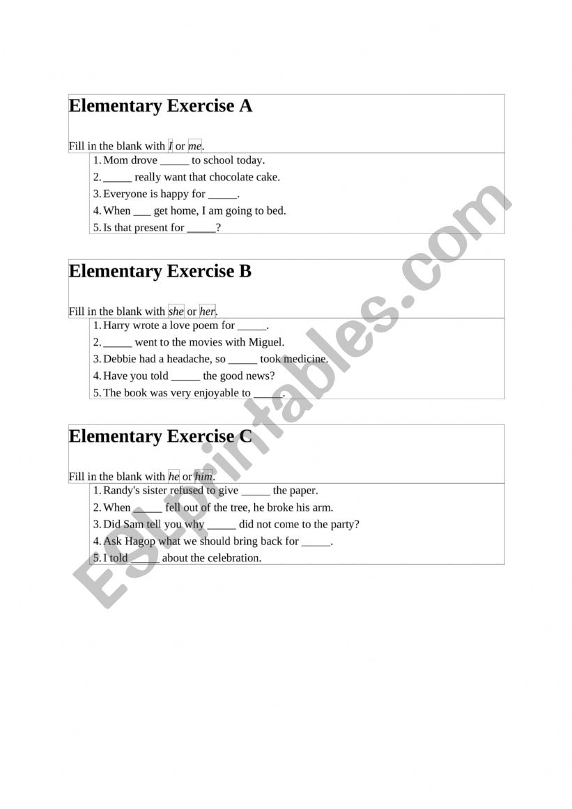 grammar test  worksheet