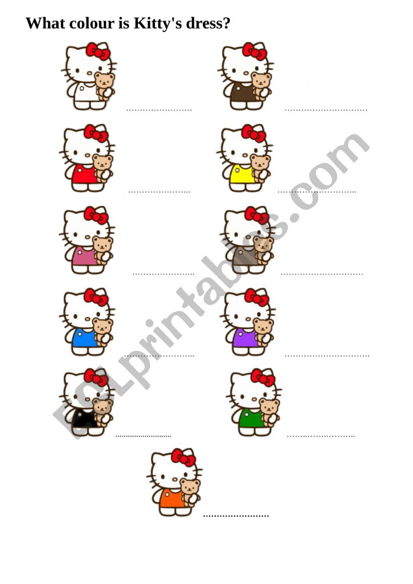 colour in Kitty�s dress worksheet
