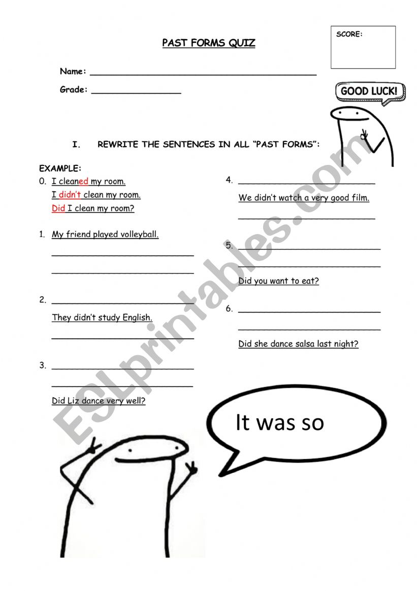 Simple past tense worksheet