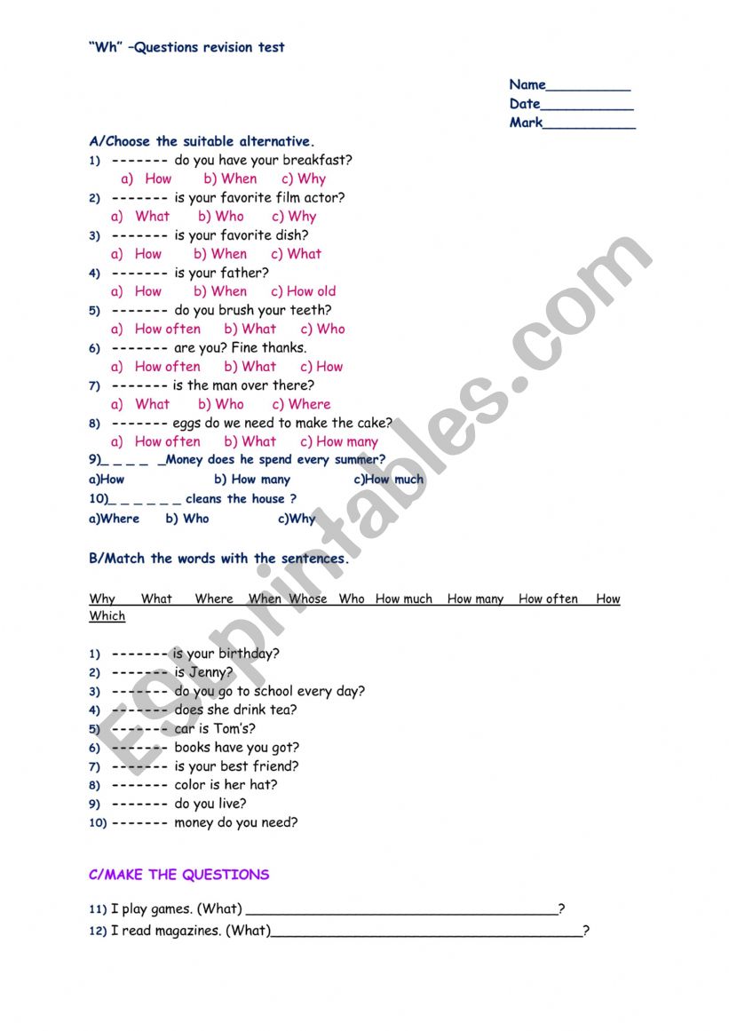 worksheet worksheet