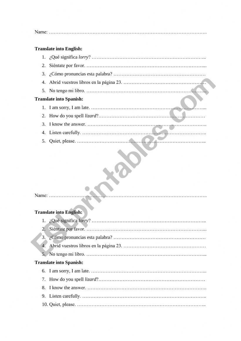 FIRST WORDS ESL worksheet