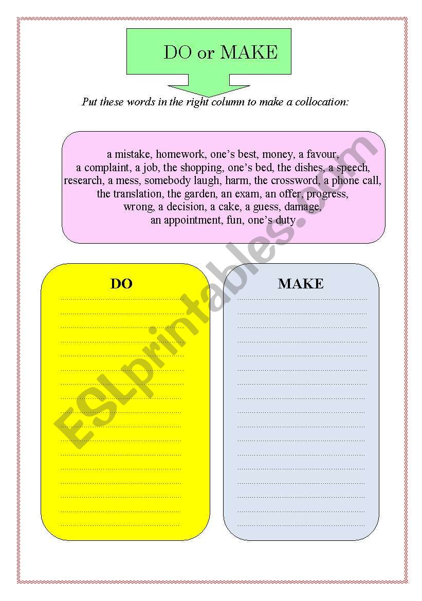 DO or MAKE worksheet