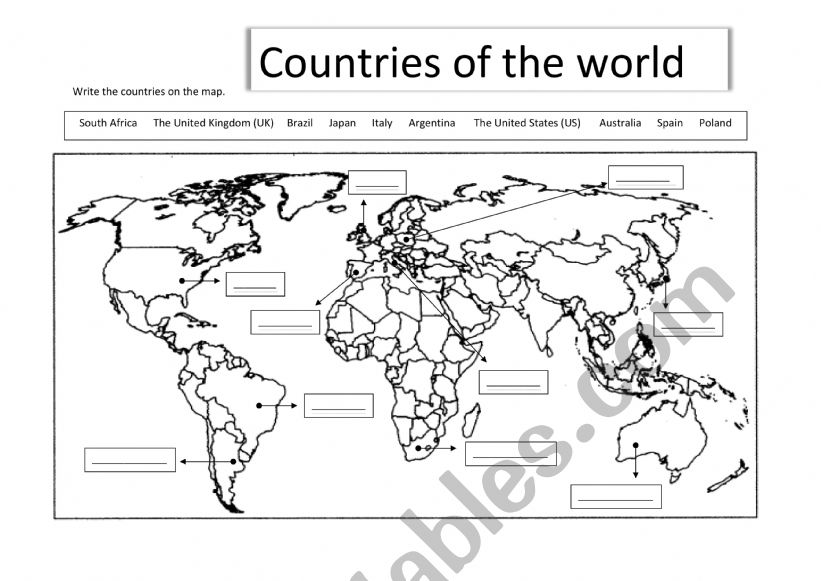 Countries of the world - Vocabulary practice