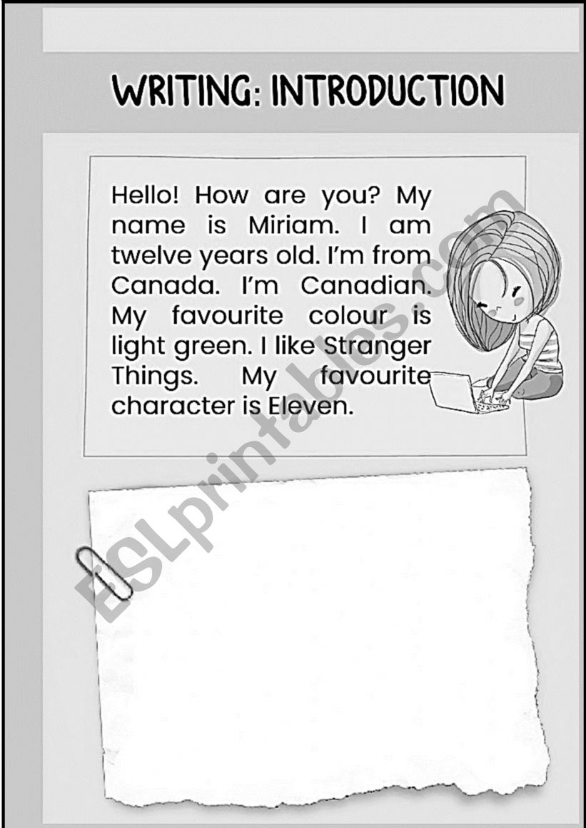 Writing: Introduce Yourself worksheet