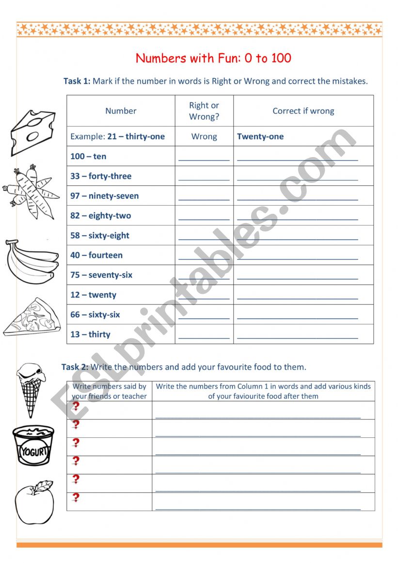 Numbers with Fun: 0 to 100 worksheet