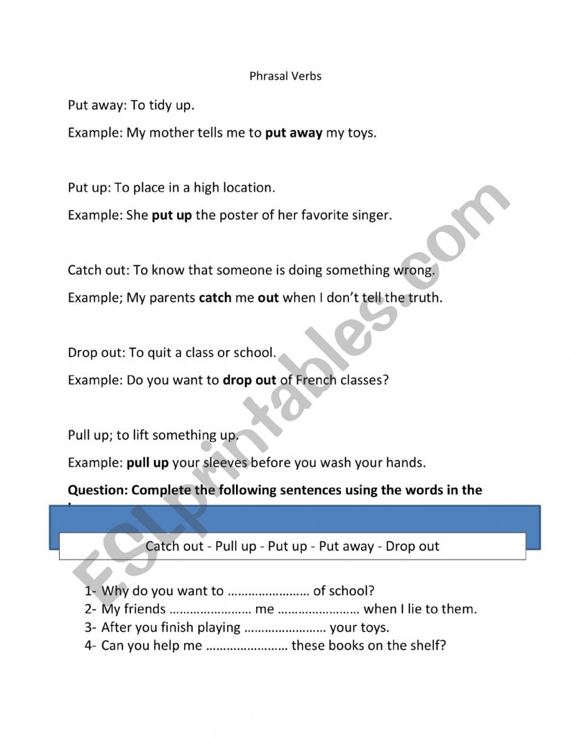 verbs  worksheet